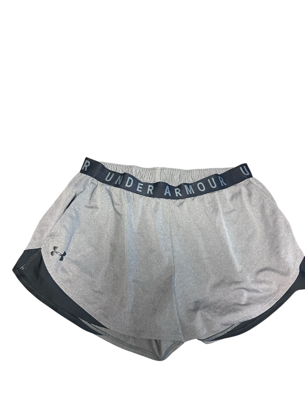 Under Armour Gray Women's Running Shorts with Black Waistband